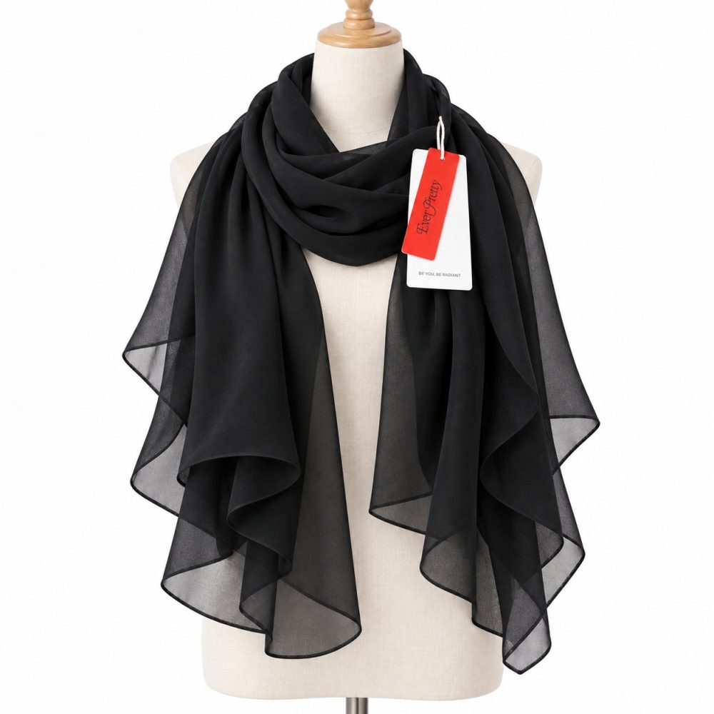 Ever-Pretty Black Chiffon Shawl Wrap Womens Wedding Evening